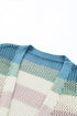 Striped Color Block Hollowed Knit Cardigan